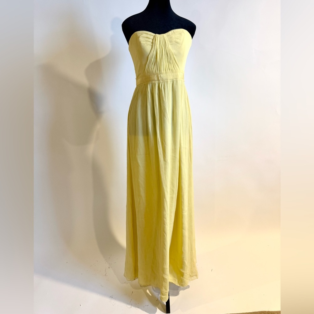 BCBG Strapless Yellow Full Length Dress Size 6